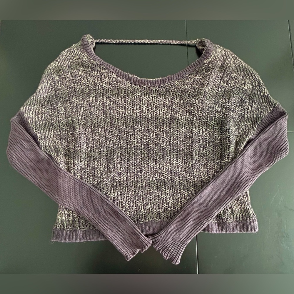 Free People Reverse V-neck Cropped Sweater